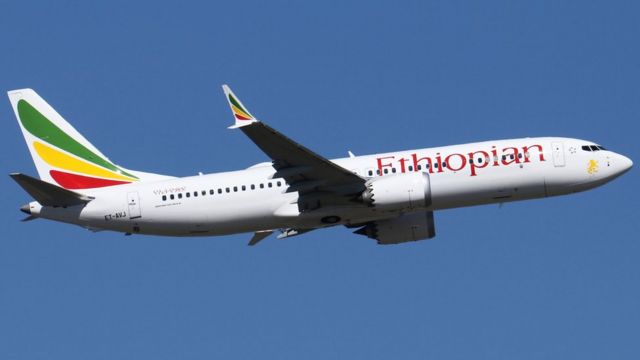 O avião 737 Max-8, da Ethiopian Airlines, que caiu no domingo