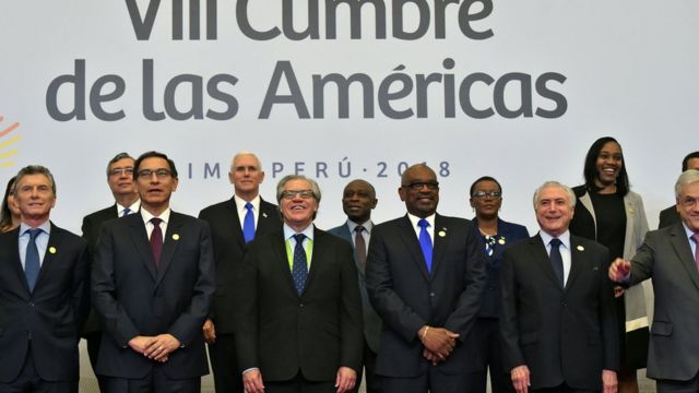Asistentes a la VIII Cumbre de las Américas en Lima.