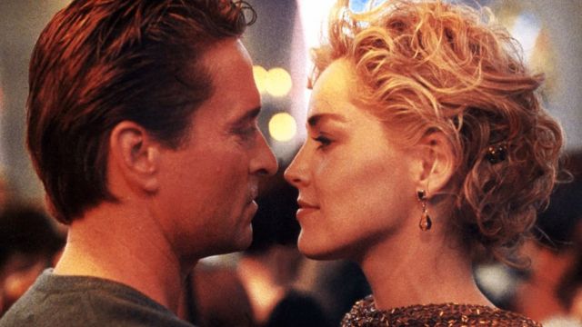 Sharon Stone e Michael Douglas em 'Instinto Selvagem'