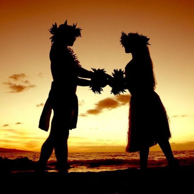Hawaiian couple at sunset