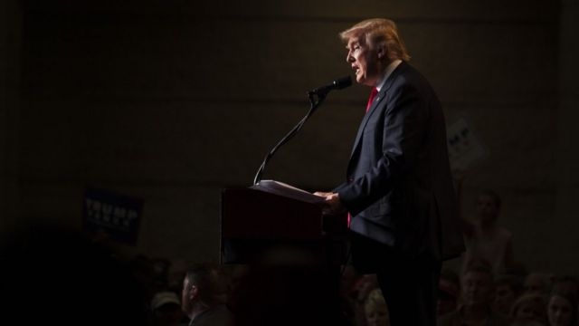 Le candidat républicain Donald Trump lors d'un rassemblement à Green Bay, Wisconsin.