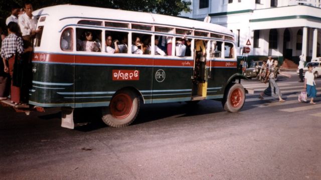 Bus in Rangoon Yangon Burma Myanmar full old
