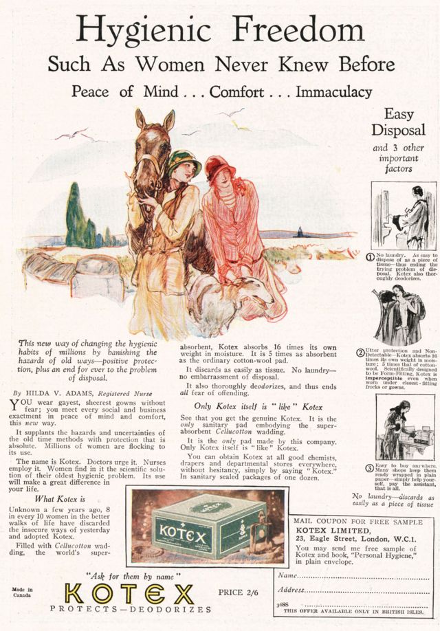 Реклама прокладок Kotex, 1928 рік