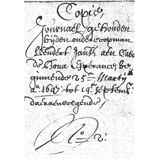 Diário do mercador Leendert Jansz, escrito em letra cursiva