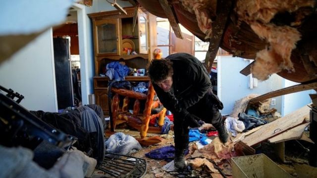 Casa destruida por un tornado en Kentucky