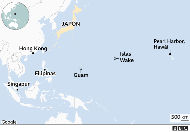 Lugares atacados por Japón el 7 de diciembre de 1941.