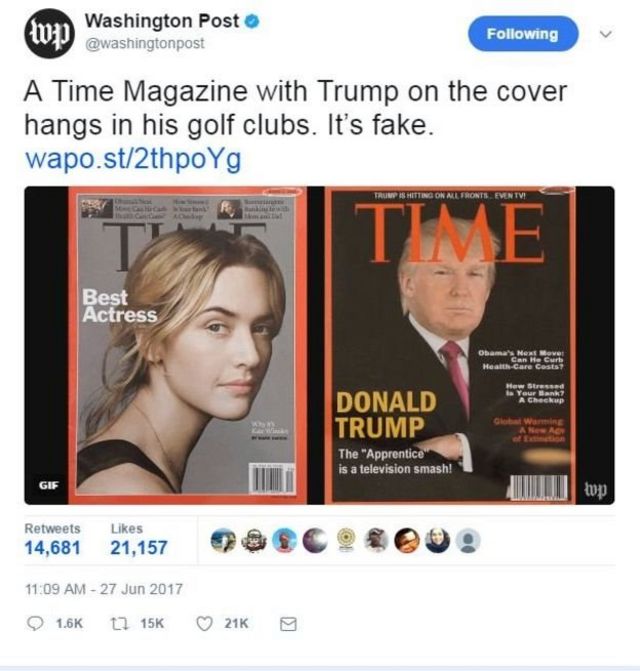 Imagem falsa da capa da revista "Time"