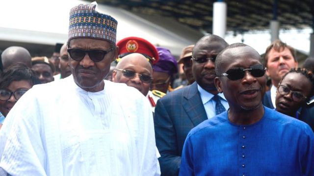 Presidentes Muhammadu Buhari y Patrice Talon