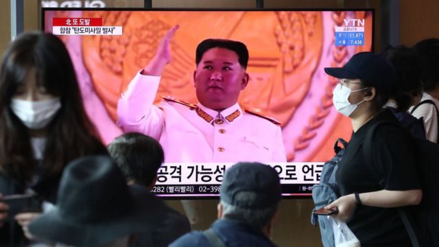 Kim Jong-un en una tv de Corea del Sur