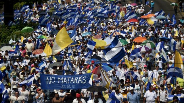 Manifestação na Nicarágua em 2018
