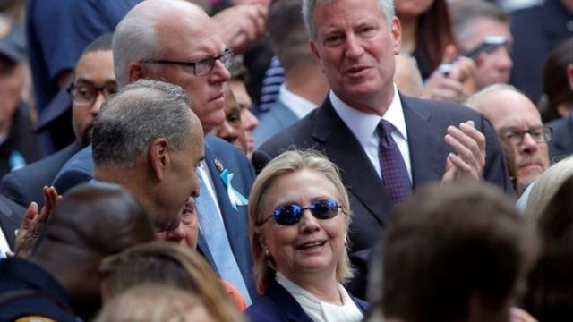 Hillary Clinton en el evento conmemorativo del 11 de septiembre.