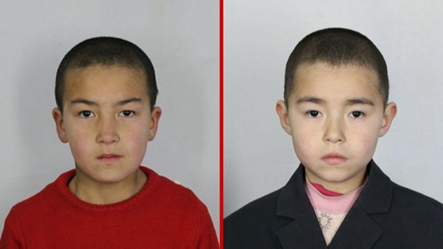 Ruzigul Turghun, de 10 anos, e Ayshem Turghun, de seis, são filhas do casal detido e aparecem em fotografias tiradas pela polícia chinesa