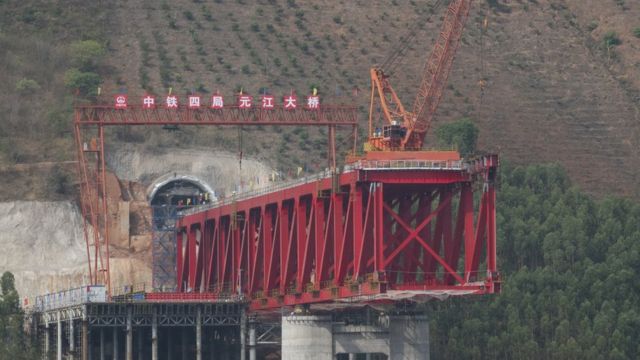 The Yumo railway from China to Laos under construction in Yuxi, Yunnan, China on 26 May, 2019