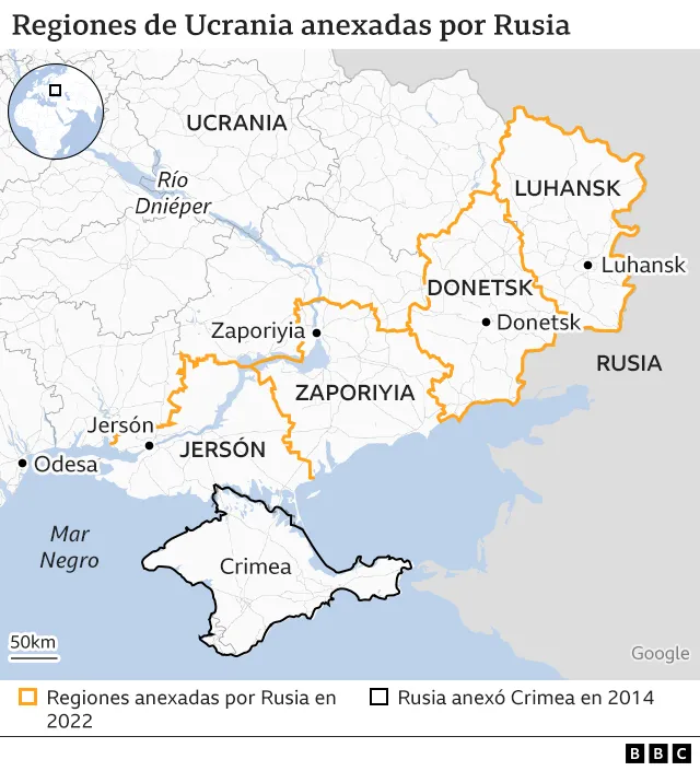 regiones ucranianas anexadas / Rusia 