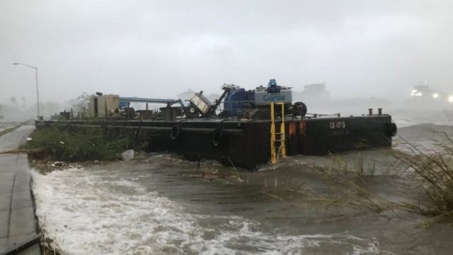 One of the barges that broke free in Pensacola, Florida