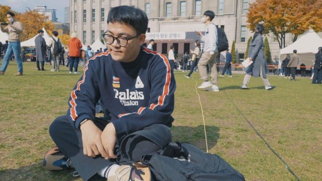 Kim Dae-hui in a park in Seoul.