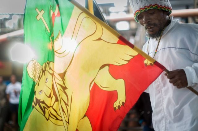 Rastafarian Reggae fans gather at the start of the Bob Marley Earthday Festival and Rasta Fair at the South Beach in Durban, on February 3, 2018.