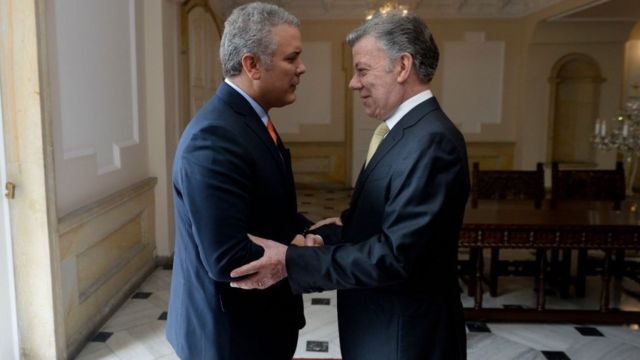 Presidente de Colombia Iván Duque y expresidente Juan Manuel Santos.