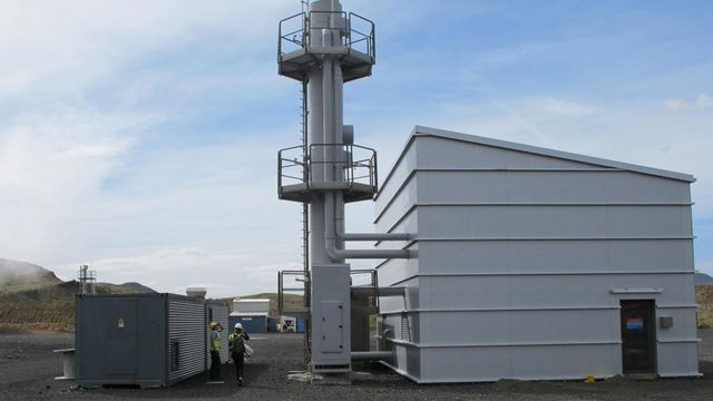 La estación de separación de gases, o "la máquina de soda", usada en CarbFix