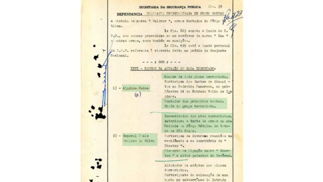 Documentos armazenados no Superior Tribunal Militar mostram a investigação policial sobre a participação de militares em atentados à bomba