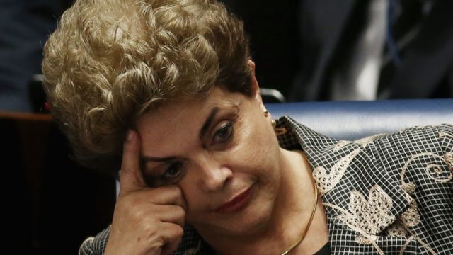 Dilma Rousseff au Sénat à Brazilia lors du procès pour sa destitution le 29 août 2016.