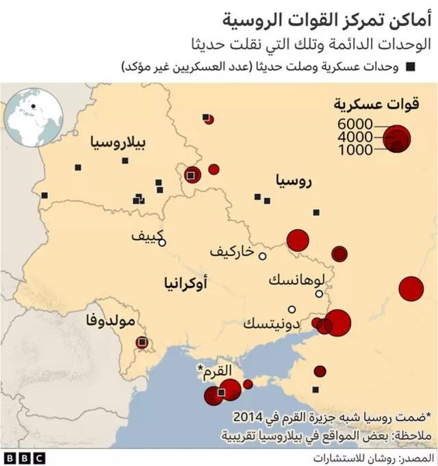 خارطة توضيحية لروسيا ودول الجوار