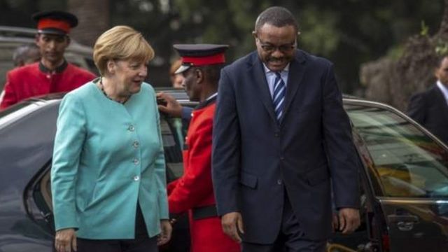Angela Merkel et le Premier ministre éthiopien Hailemariam Desalegn, à Addis-Abeba
