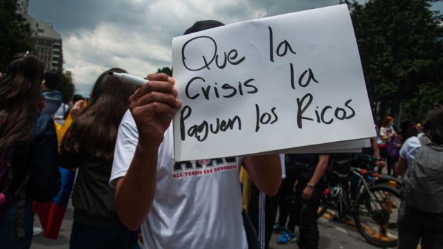 Manifestante en Bogotá.