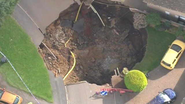 Aerial view of sinkhole