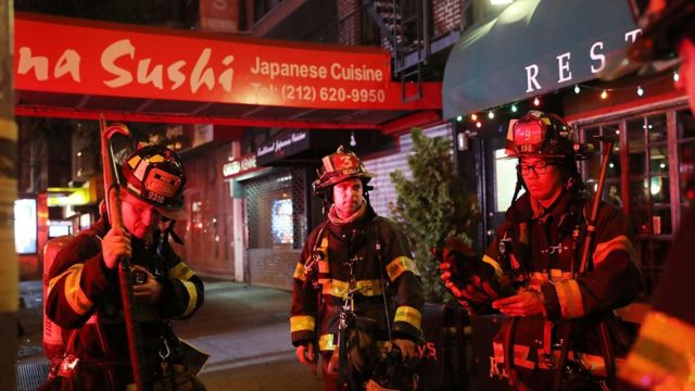 'Yan kawana-kwana a wurin da wani bam ya tashi a birnin New York na Amurka