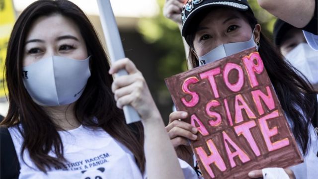 Protests took place at the weekend to highlight the wave of attacks on Asian Americans