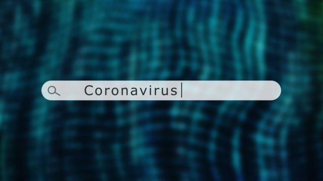 Pantalla con la palabra coronavirus