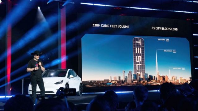 Elon Musk durante la presentación de la fábrica de Tesla en Austin el pasado 7 de abril.