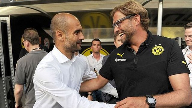 Pep Guardiola (left) and Jurgen Klopp (right) in 2013