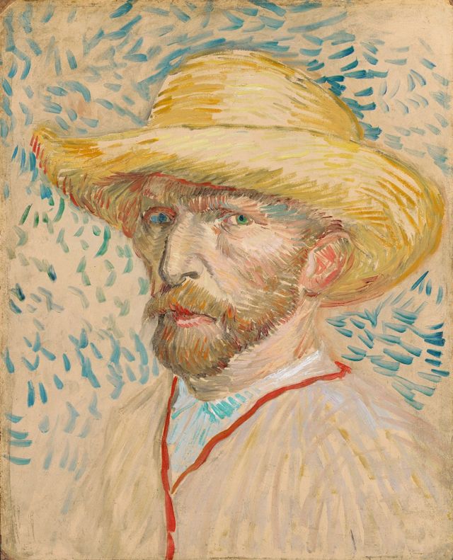 "Autorretrato com chapéu de palha" (agosto/setembro de 1887), de Vincent van Gogh, Instituto de Artes de Detroit, nos Estados Unidos