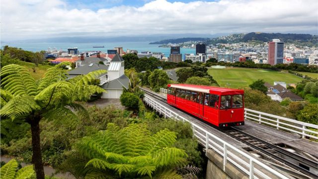 A cable car in Wellington, NZ