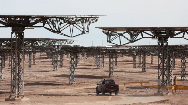 Planta de energía termosolar en Chile.