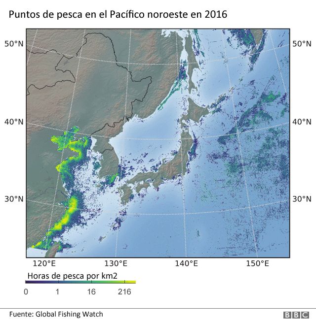 Mapa de calor de la pesca en Asia noroccidental