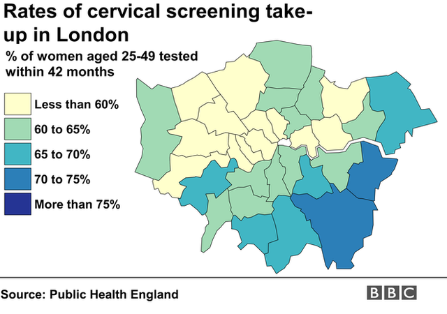 Screening rates map for London