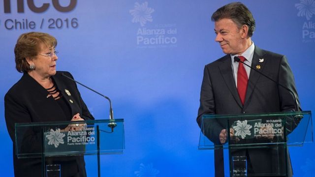 Presidentes de Chile y Colombia