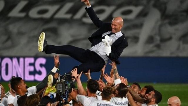 Hili ni taji la pili la La Liga Zidane akiwa mkufunzi wa Real Madrid