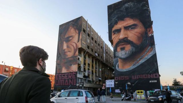 Maradona mural in Naples, Italy.
