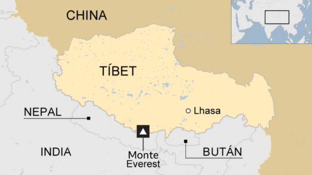 Mapa del Tíbet.
