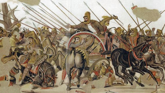 Alejandro Magno en la batalla de Issos.