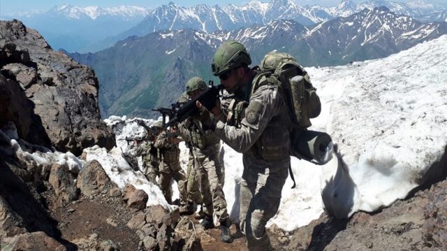 Turkish troops on patrol in northern Iraq in 2019, in an exercise to crack down on PKK units in the area