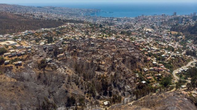 Zona afectada por el incendio en Valparaíso.