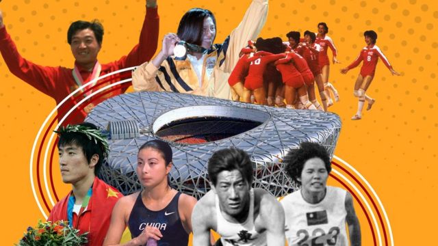 collage of Chinese athletes in Olympics