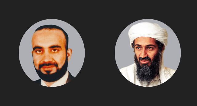 Montagem de fotos de Khalid Sheikh Mohammed e Osama Bin Laden