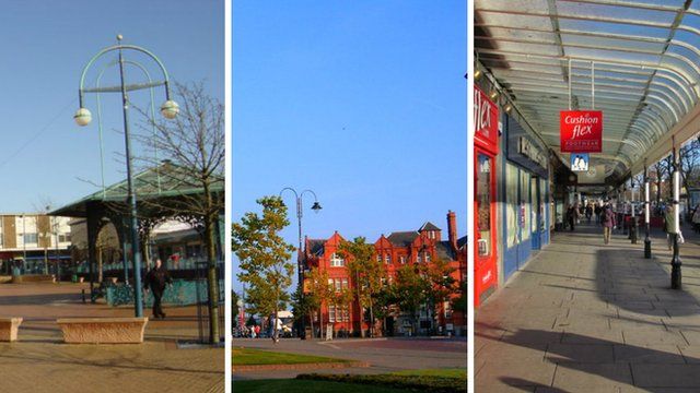 Kirkby, St Helens and Southport town centres