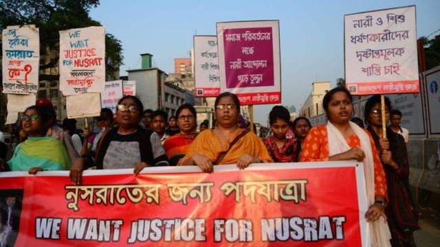 Protesta en Bangladesh por la muerte de Nusrat Jahan Rafi